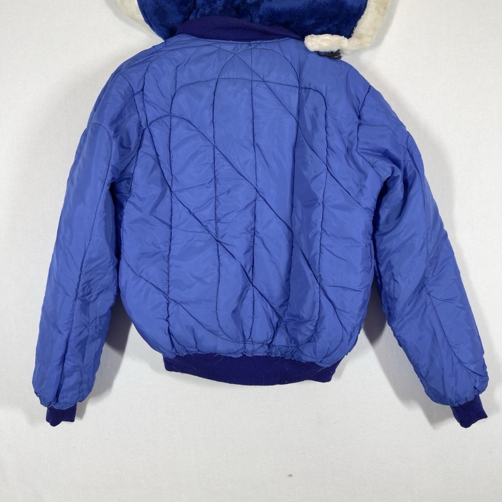 Vintage‎ Sukajan Souvenir Jacket Korea Dragon Tiger Satin Blue Hooded Brad - Picture 14 of 16